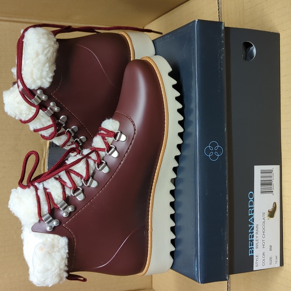 Anthropologie Bernardo Wiley rain Hit Chocolate Rain/winter Boots, Size 8 - Picture 1 of 10